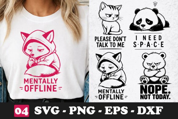 Mentally Offline Fox SVG Funny PNG Review