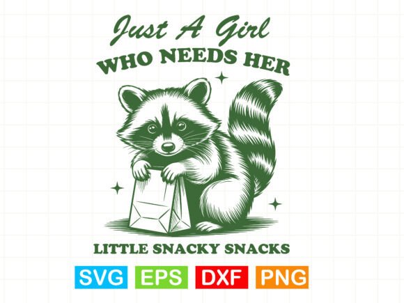 Snacky Raccoon Girl SVG Funny Retro Review