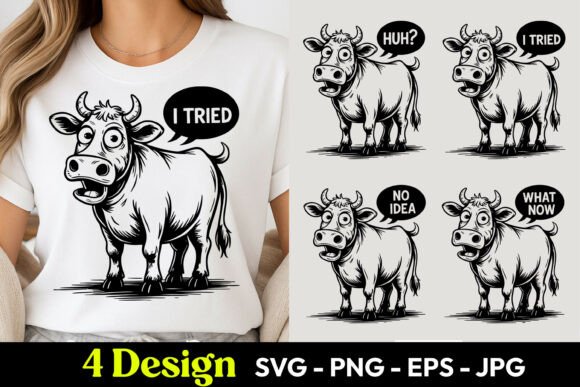 Tired Cow Funny Mood SVG PNG Review